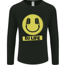 Headphones DJ Life Acid Face Vinyl Decks Mens Long Sleeve T-Shirt Black