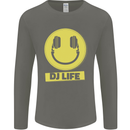 Headphones DJ Life Acid Face Vinyl Decks Mens Long Sleeve T-Shirt Charcoal