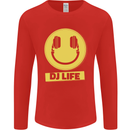 Headphones DJ Life Acid Face Vinyl Decks Mens Long Sleeve T-Shirt Red