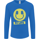 Headphones DJ Life Acid Face Vinyl Decks Mens Long Sleeve T-Shirt Royal Blue