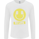 Headphones DJ Life Acid Face Vinyl Decks Mens Long Sleeve T-Shirt White