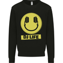 Headphones DJ Life Acid Face Vinyl Decks Mens Sweatshirt Jumper Black