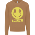 Headphones DJ Life Acid Face Vinyl Decks Mens Sweatshirt Jumper Caramel Latte