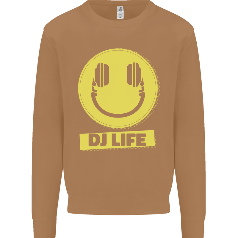 Headphones DJ Life Acid Face Vinyl Decks Mens Sweatshirt Jumper Caramel Latte
