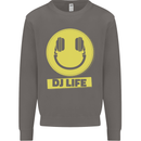 Headphones DJ Life Acid Face Vinyl Decks Mens Sweatshirt Jumper Charcoal