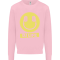 Headphones DJ Life Acid Face Vinyl Decks Mens Sweatshirt Jumper Light Pink