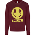 Headphones DJ Life Acid Face Vinyl Decks Mens Sweatshirt Jumper Maroon