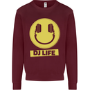 Headphones DJ Life Acid Face Vinyl Decks Mens Sweatshirt Jumper Maroon