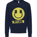 Headphones DJ Life Acid Face Vinyl Decks Mens Sweatshirt Jumper Navy Blue