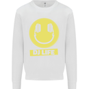 Headphones DJ Life Acid Face Vinyl Decks Mens Sweatshirt Jumper White