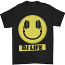 Headphones DJ Life Acid Face Vinyl Decks Mens T-Shirt Cotton Gildan Black