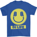 Headphones DJ Life Acid Face Vinyl Decks Mens T-Shirt Cotton Gildan Royal Blue