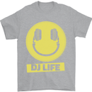 Headphones DJ Life Acid Face Vinyl Decks Mens T-Shirt Cotton Gildan Sports Grey