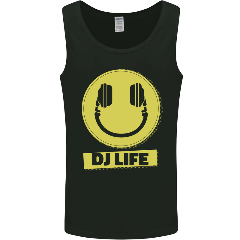 Headphones DJ Life Acid Face Vinyl Decks Mens Vest Tank Top Black