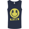 Headphones DJ Life Acid Face Vinyl Decks Mens Vest Tank Top Navy Blue