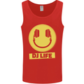 Headphones DJ Life Acid Face Vinyl Decks Mens Vest Tank Top Red