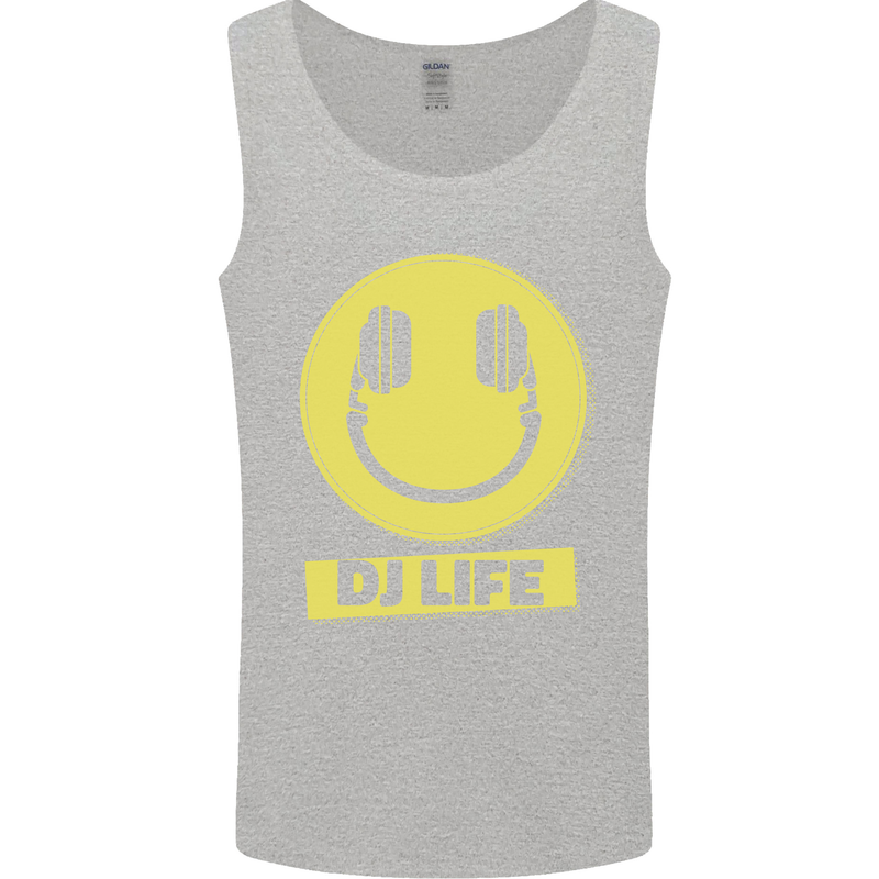 Headphones DJ Life Acid Face Vinyl Decks Mens Vest Tank Top Sports Grey