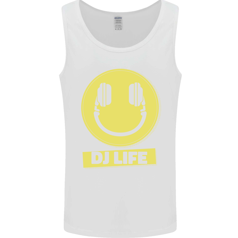 Headphones DJ Life Acid Face Vinyl Decks Mens Vest Tank Top White