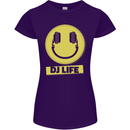 Headphones DJ Life Acid Face Vinyl Decks Womens Petite Cut T-Shirt Purple