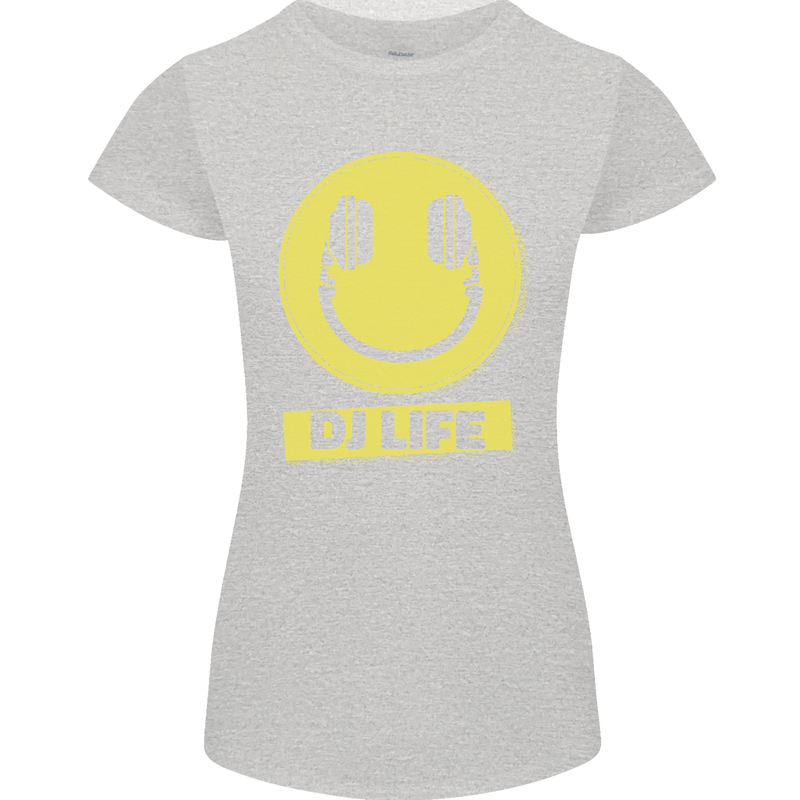 Headphones DJ Life Acid Face Vinyl Decks Womens Petite Cut T-Shirt Sports Grey