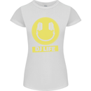 Headphones DJ Life Acid Face Vinyl Decks Womens Petite Cut T-Shirt White