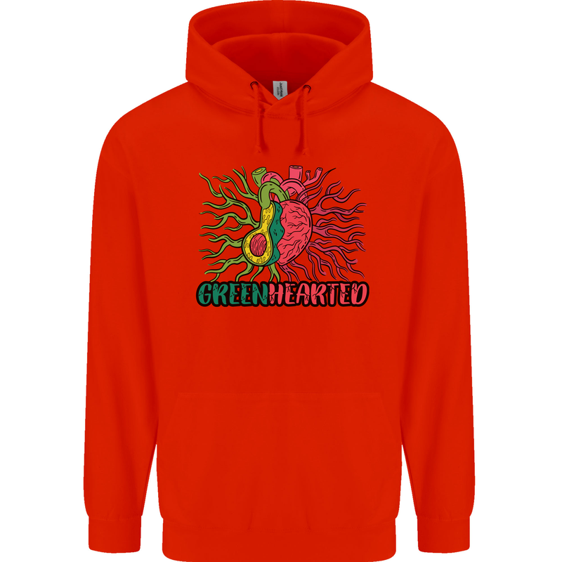 Healthy Green Hearted Avocado Funny Health Childrens Kids Hoodie Bright Red