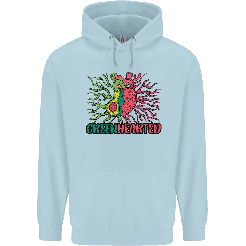 Healthy Green Hearted Avocado Funny Health Childrens Kids Hoodie Light Blue