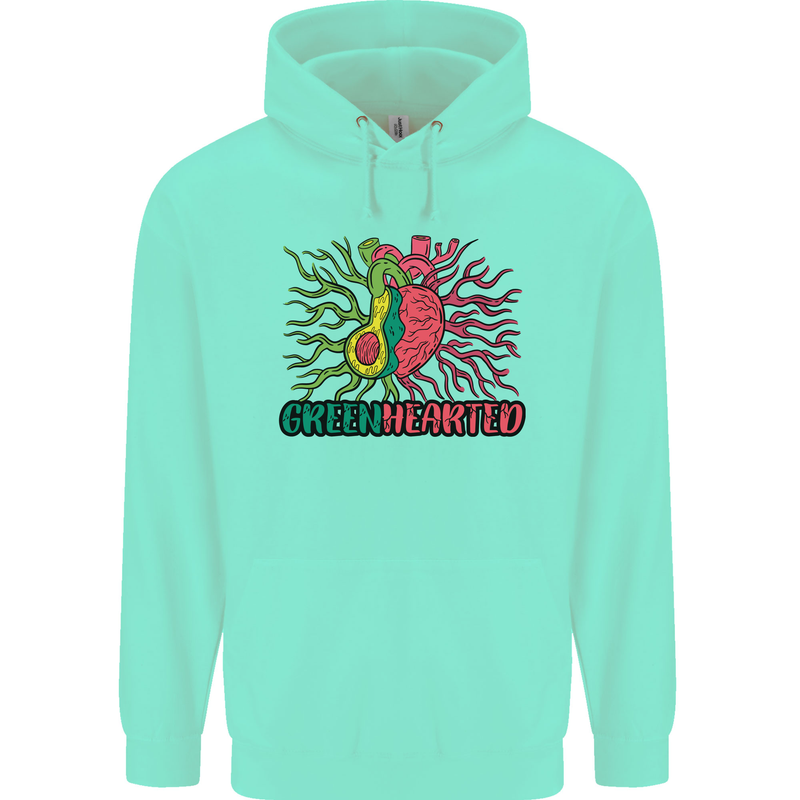 Healthy Green Hearted Avocado Funny Health Childrens Kids Hoodie Peppermint