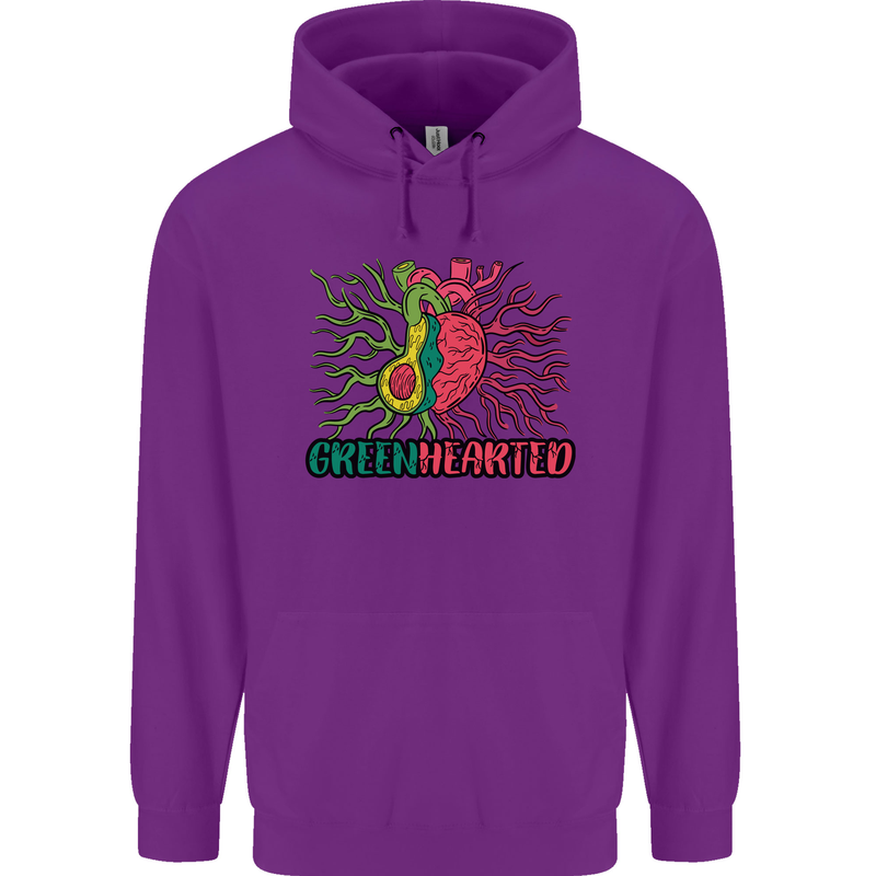 Healthy Green Hearted Avocado Funny Health Childrens Kids Hoodie Purple