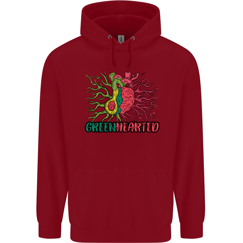 Healthy Green Hearted Avocado Funny Health Childrens Kids Hoodie Red