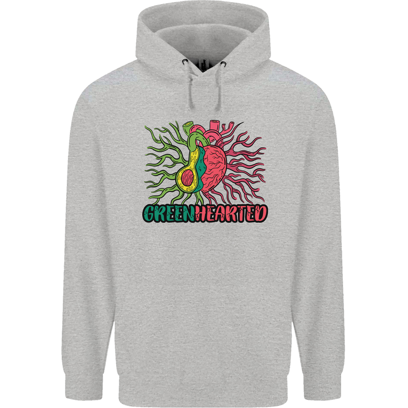 Healthy Green Hearted Avocado Funny Health Childrens Kids Hoodie Sports Grey
