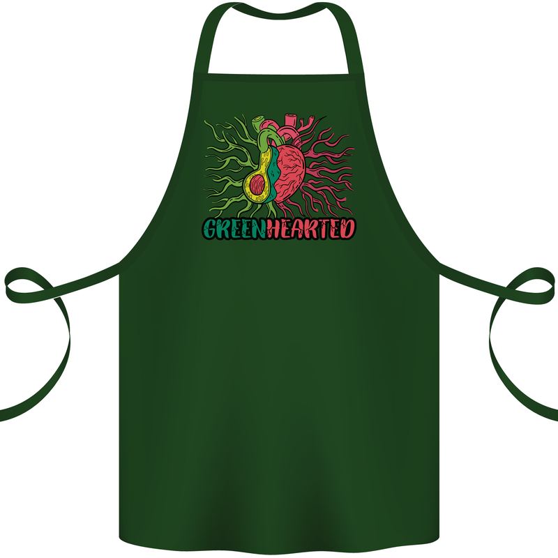 Healthy Green Hearted Avocado Funny Health Cotton Apron 100% Organic Forest Green