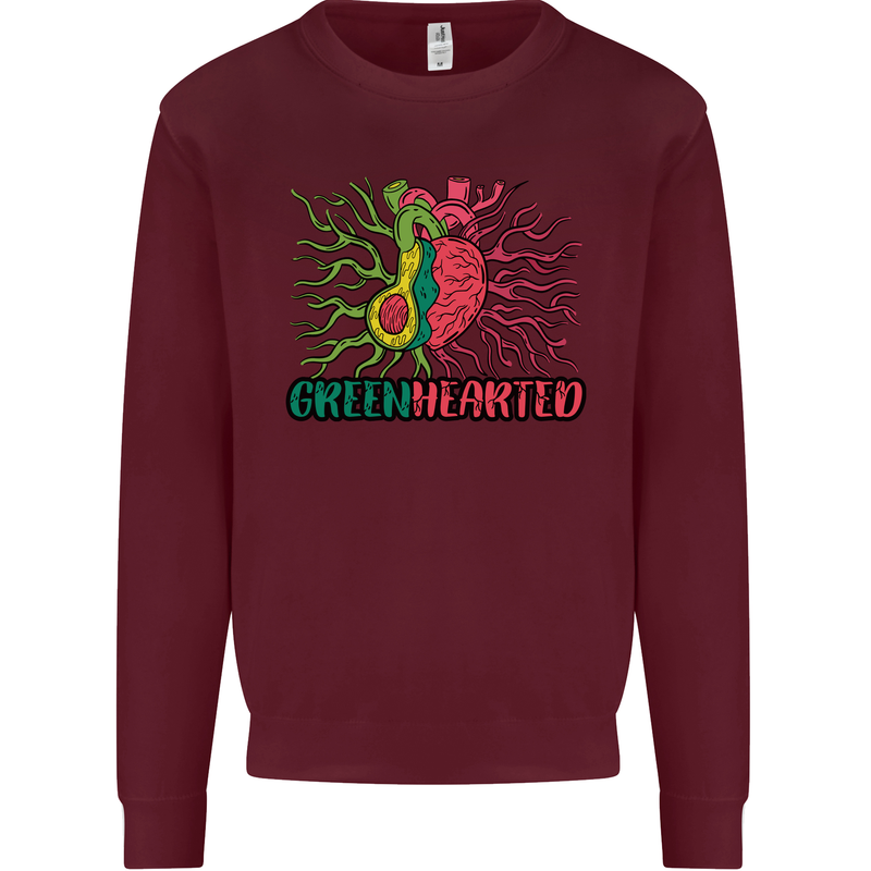 Healthy Green Hearted Avocado Funny Health Kids Sweatshirt Jumper Maroon