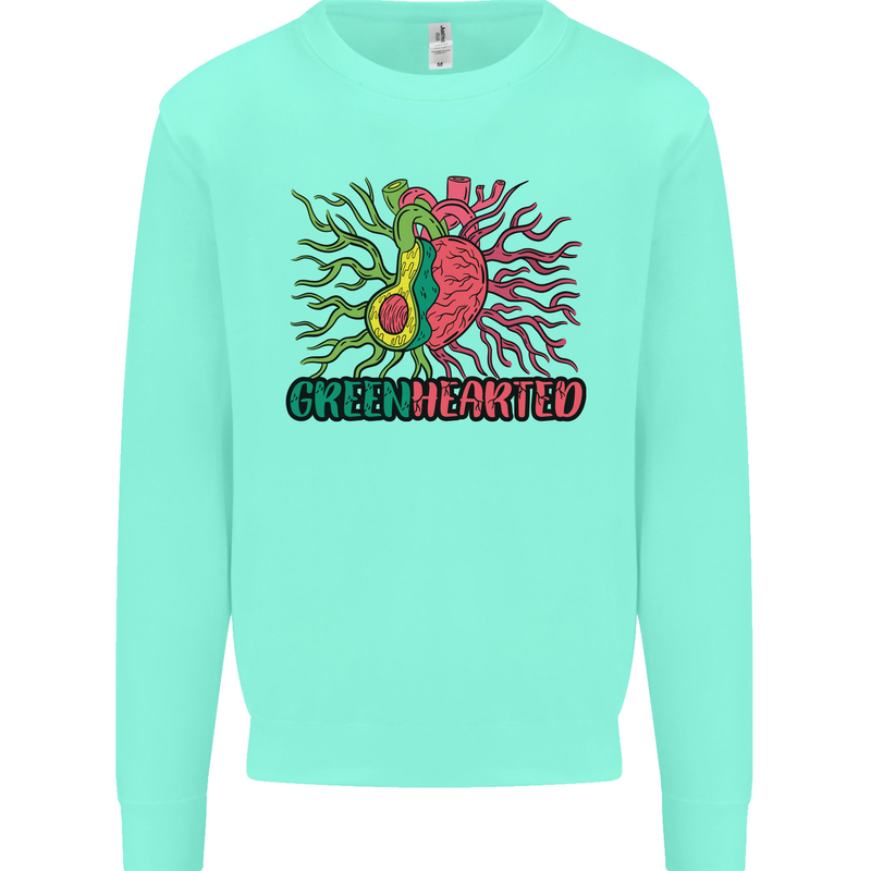 Healthy Green Hearted Avocado Funny Health Kids Sweatshirt Jumper Peppermint