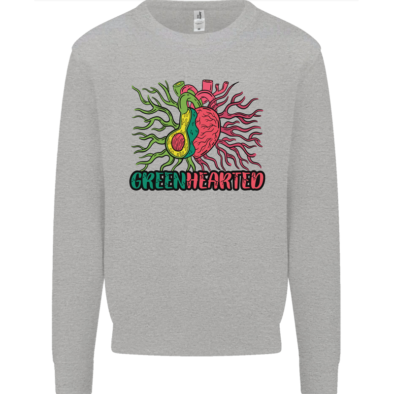 Healthy Green Hearted Avocado Funny Health Kids Sweatshirt Jumper Sports Grey