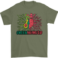 Healthy Green Hearted Avocado Funny Health Mens T-Shirt Cotton Gildan Military Green