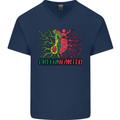 Healthy Green Hearted Avocado Funny Health Mens V-Neck Cotton T-Shirt Navy Blue