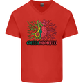 Healthy Green Hearted Avocado Funny Health Mens V-Neck Cotton T-Shirt Red