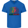 Healthy Green Hearted Avocado Funny Health Mens V-Neck Cotton T-Shirt Royal Blue