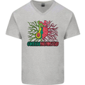 Healthy Green Hearted Avocado Funny Health Mens V-Neck Cotton T-Shirt Sports Grey