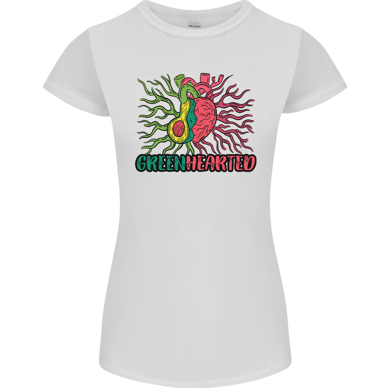 Healthy Green Hearted Avocado Funny Health Womens Petite Cut T-Shirt White