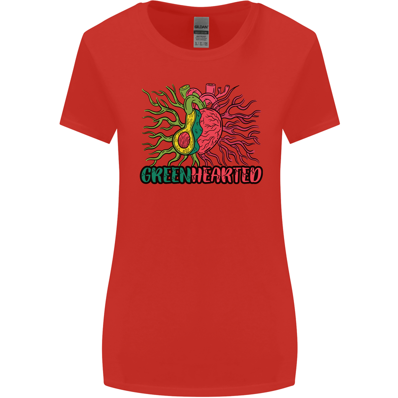 Healthy Green Hearted Avocado Funny Health Womens Wider Cut T-Shirt Red
