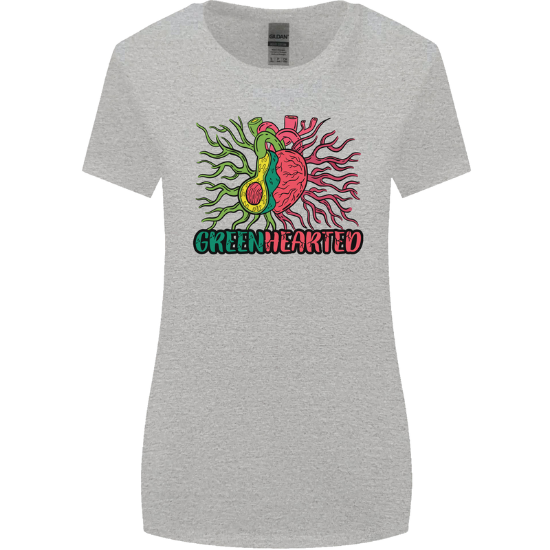 Healthy Green Hearted Avocado Funny Health Womens Wider Cut T-Shirt Sports Grey