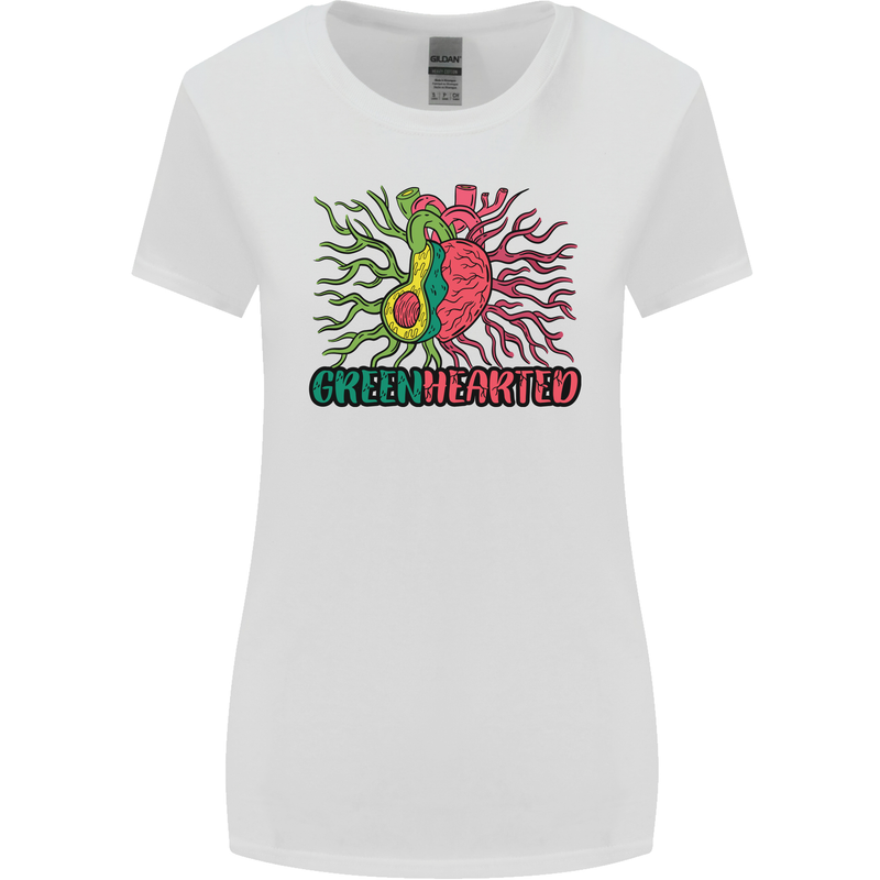 Healthy Green Hearted Avocado Funny Health Womens Wider Cut T-Shirt White