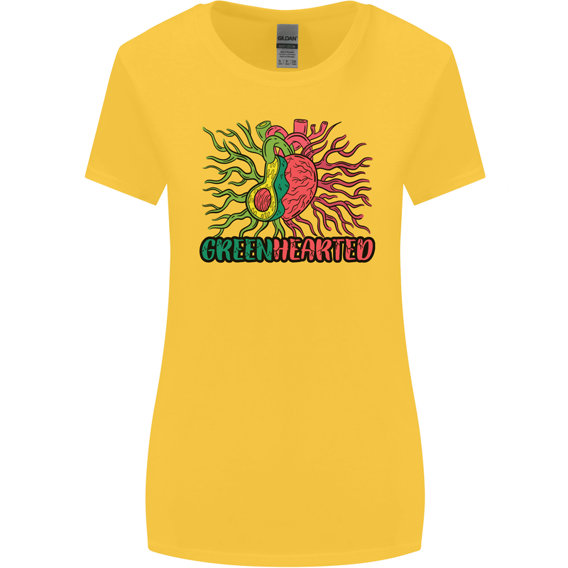 Healthy Green Hearted Avocado Funny Health Womens Wider Cut T-Shirt Yellow