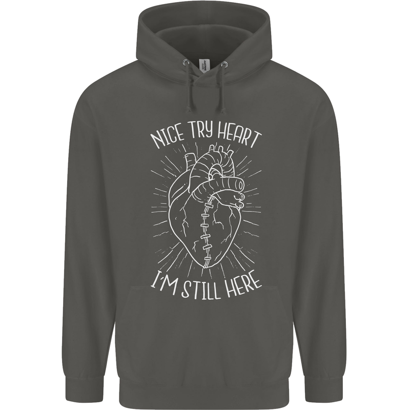 Heart Attack Recovery Survivor Childrens Kids Hoodie Storm Grey