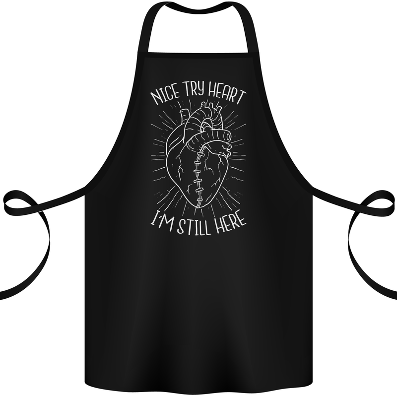 Heart Attack Recovery Survivor Cotton Apron 100% Organic Black