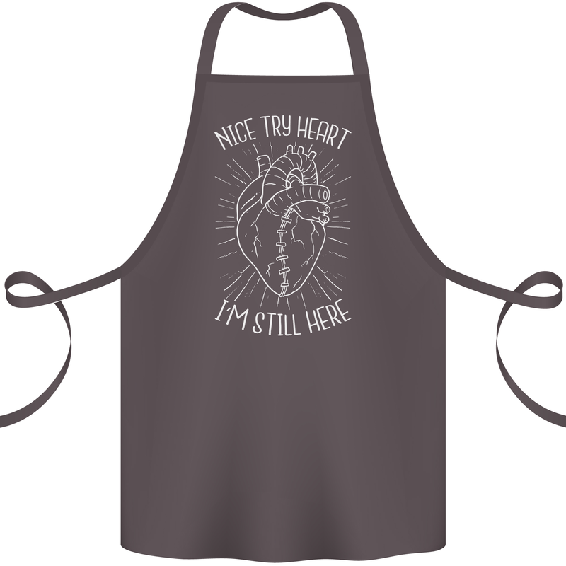 Heart Attack Recovery Survivor Cotton Apron 100% Organic Dark Grey