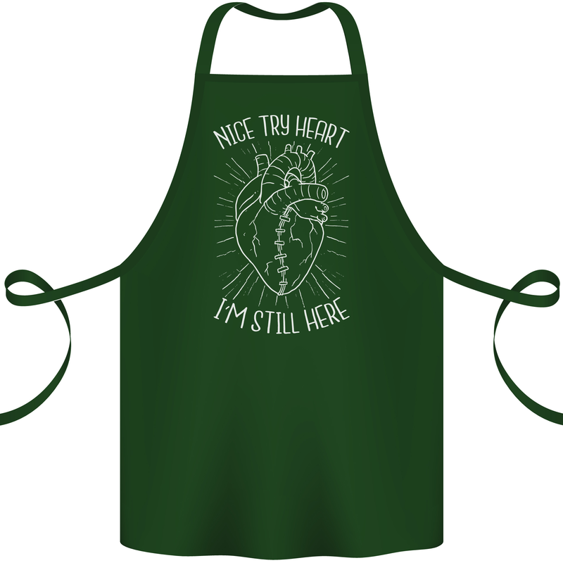 Heart Attack Recovery Survivor Cotton Apron 100% Organic Forest Green