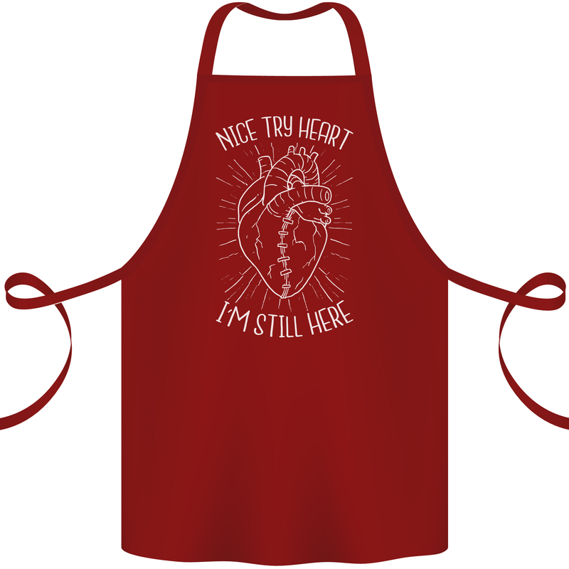 Heart Attack Recovery Survivor Cotton Apron 100% Organic Maroon